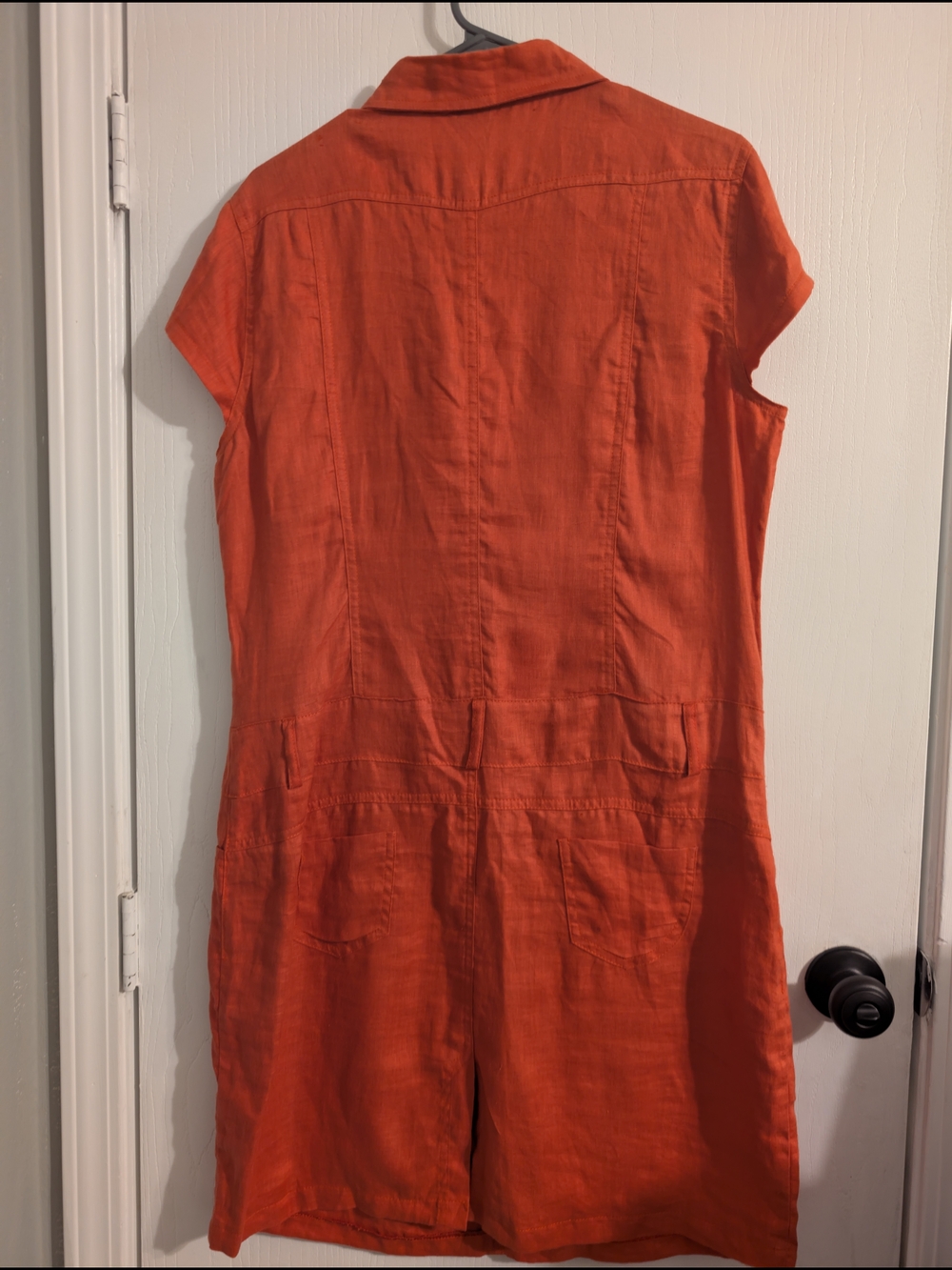 Women’s Orange Button-Front Midi Dress - Picture 2 of 3